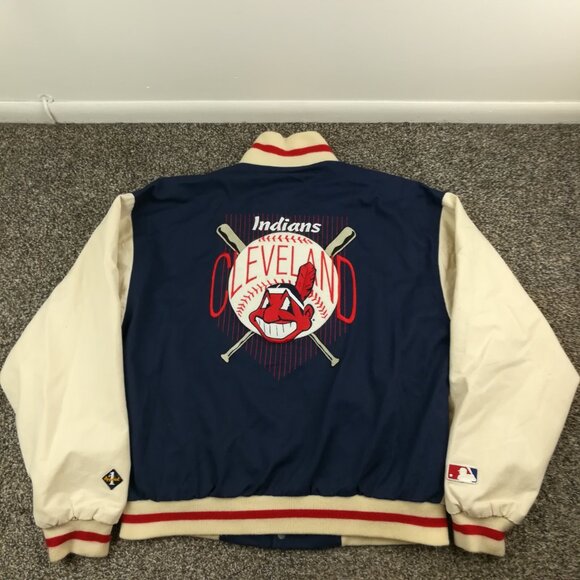 Vintage Cleveland Indians Jacket #1 Apparel Snap Button Mens Medium USA Made